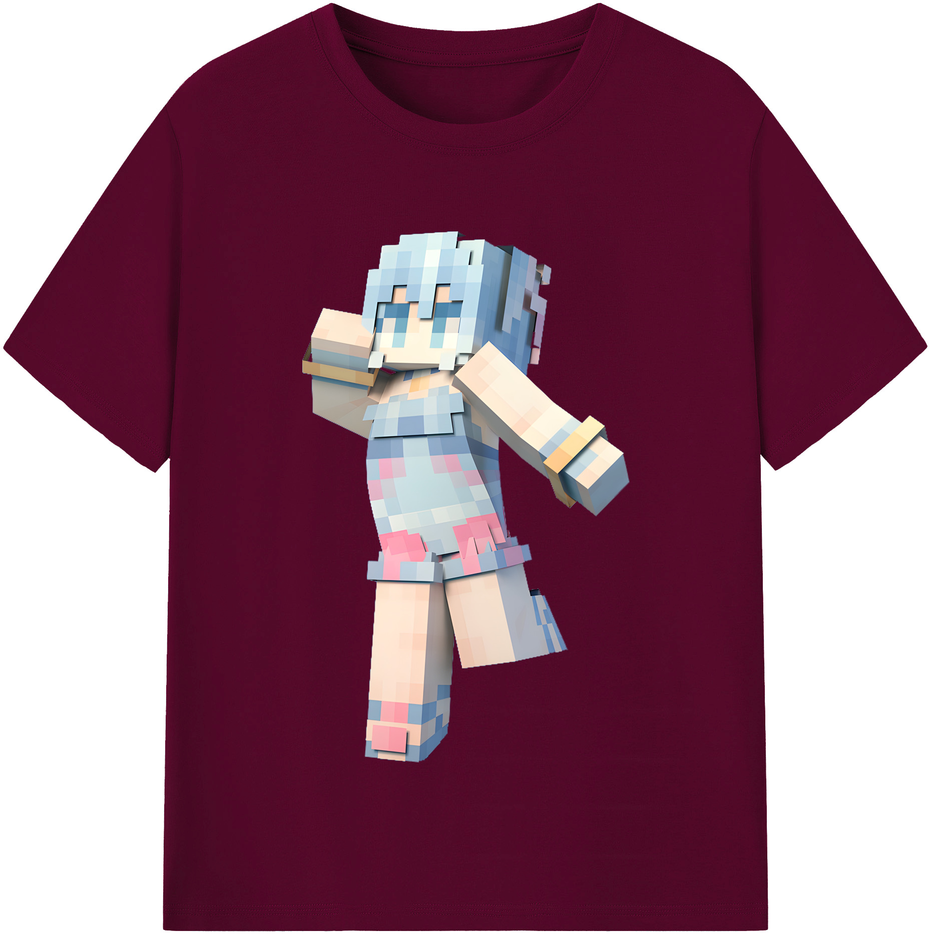 （画像用） マインクラフト ブロックの世界 Minecraft MC Block world レディースカジュアルプリントTシャツ（綿100％）